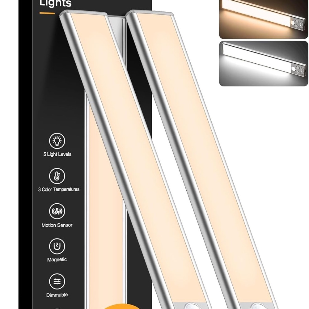 10.2inch Under Cabinet Lighting Rechargeable -84 LED Super Bright 3-Color